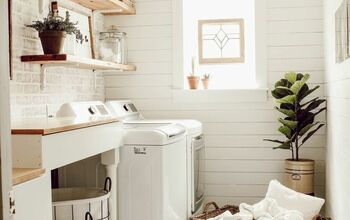 DIY Faux Brick Wall in Laundry Room