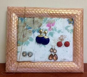 s use scrap fabric to update your furniture and your home, Create the earring holder of your dreams