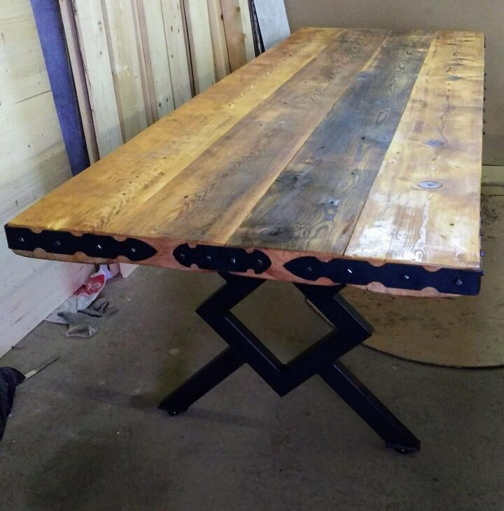 s get in on the live edge trend, Recycled Old Wood Table