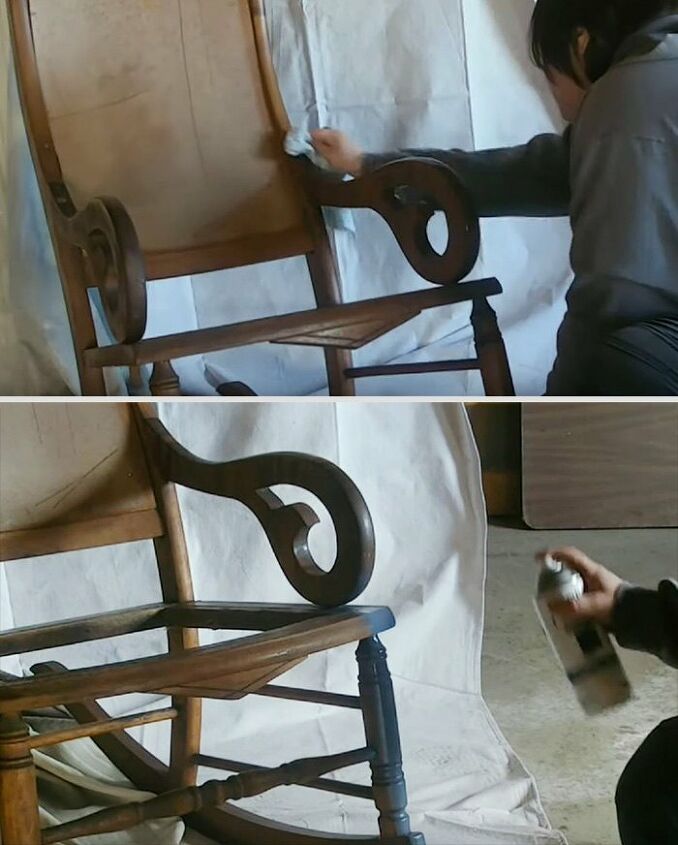 rocking chair makeover chalked paint and upholstery