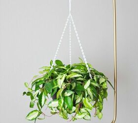 amazing diy projects for taking care of your hanging plants, DIY Macrame Plant Hanger Gold Plant Stand