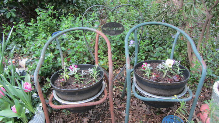 s 18 projects to prepare your outdoor space for summer, Use old chairs to hold your plant pots