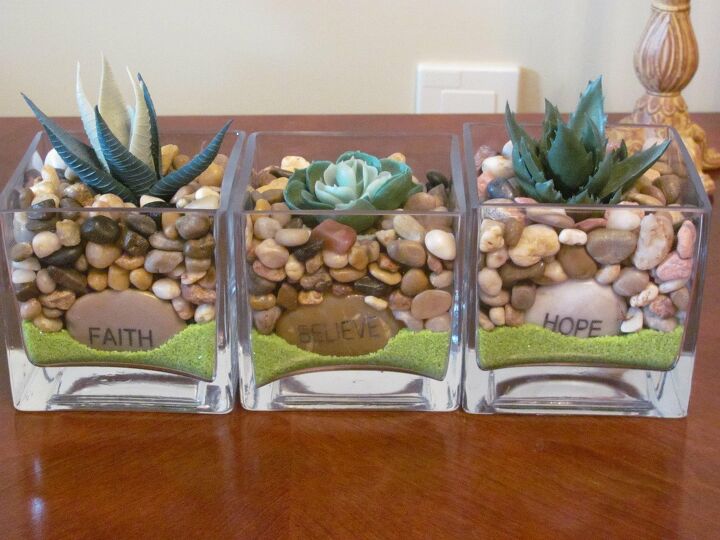 s diy decor using dollar items that you can make this weekend, Glass vases used as succulent planter