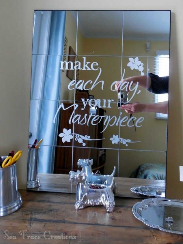 s diy decor using dollar items that you can make this weekend, Mirrored tiles make a designer mirror