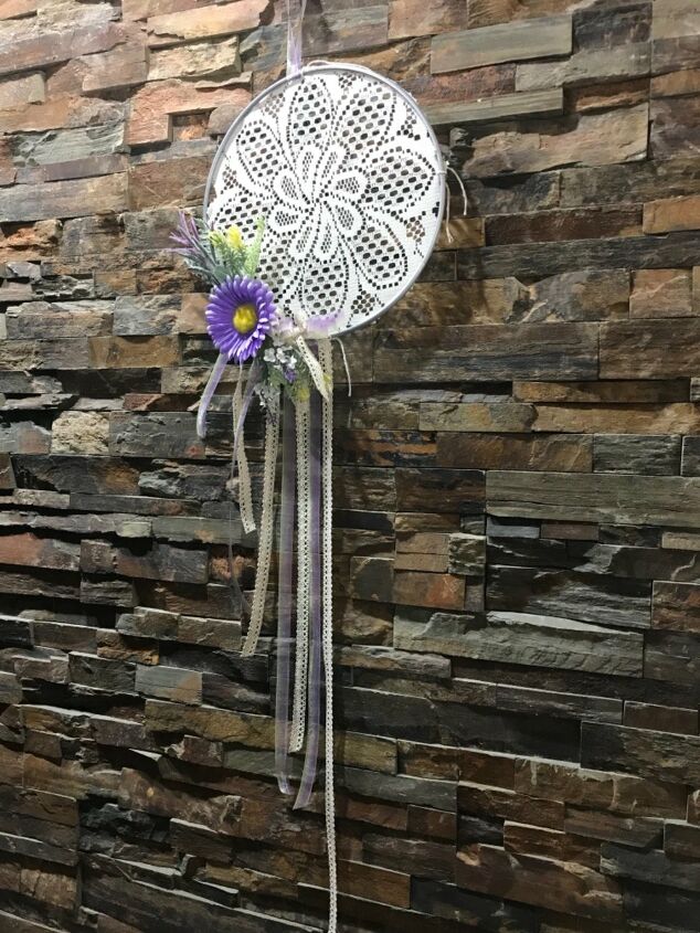 diy decor using dollar store items that you can make this weekend, Splatter screens used as dream catchers
