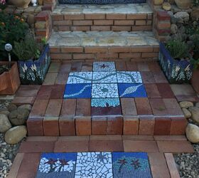 formas creativas de dar un nuevo aspecto a su entrada, Mosaicos de jard n hechos con baldosas rotas