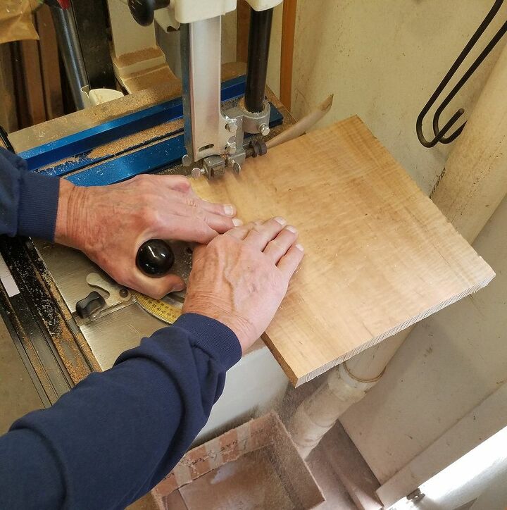 simple cookbook or tablet stand, Cut pieces on the bandsaw