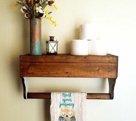 s is the farmhouse trend over 15 projects that will make you say no, This rustic bathroom shelf