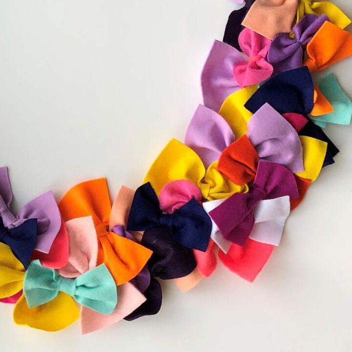 colorful felt bow wreath
