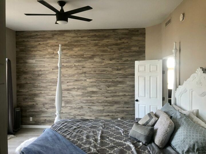 14 different accent wall ideas that are not faux brick, Cover it in peel and stick vinyl tiles