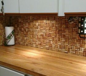 13 different accent wall ideas that are not faux brick, Repurpose corks for a striking backsplash