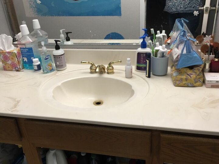 How To Resurface An Acrylic Bathroom Counter Top Hometalk - How To Paint Old Bathroom Countertops