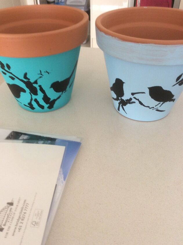 s terra cotta pots have never looked so glam not just for plants, A sweet bird stencil