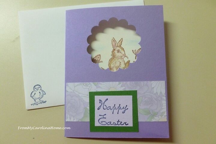stamping an easter card with a window
