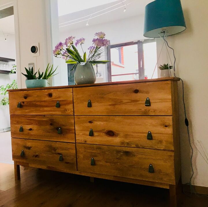 leather handles on a tarva dresser less is more project