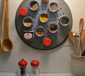 16 diy spice rack ideas to reorganize your kitchen storage, Pizza Pan Magnetic Spice Rack