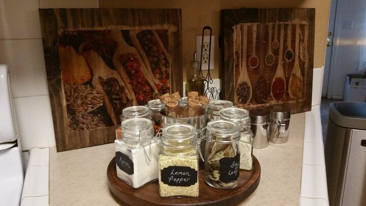 16 diy spice rack ideas to reorganize your kitchen storage, Rustic Lazy Susan Spice Rack Ideas