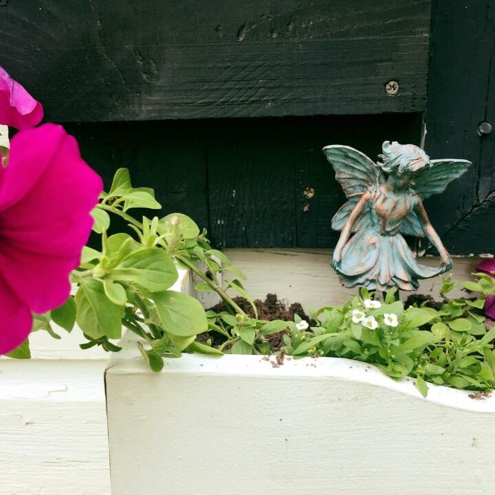 milk house window shutters and planter from scrap wood