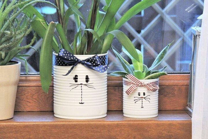how to diy a funny bunny tin can planter