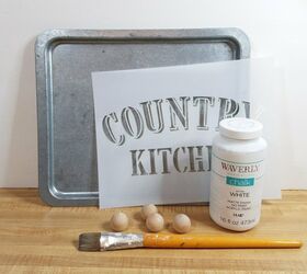 upcycled metal pan into country kitchen tray