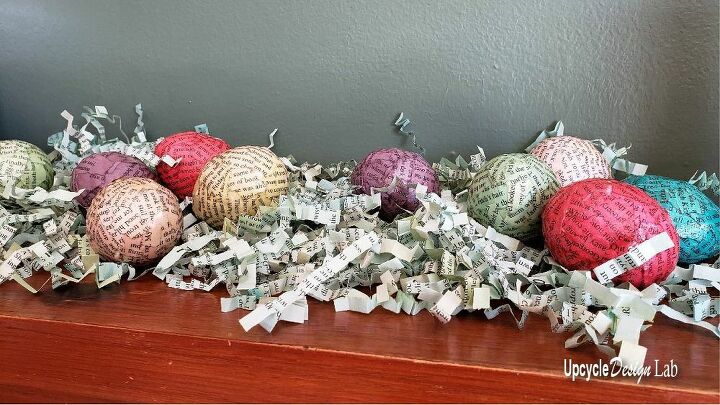 bunny garland and paper mache eggs upcycled easter diy