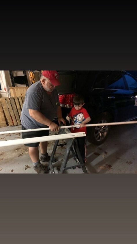 a diy theater for a toy room, PopPop s buddy had to help