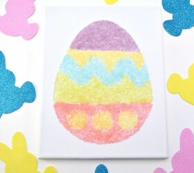 Lienzo de huevos de Pascua con purpurina de sal