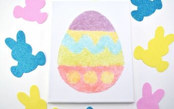 Lienzo de huevos de Pascua con purpurina de sal