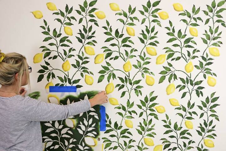 how to create a budget friendly lemon wallpaper look with stencils