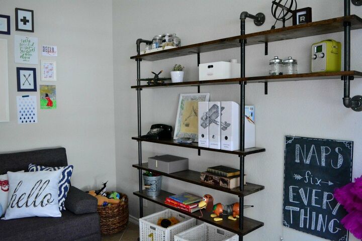 14 fantastic ways to make pipe shelves work for your home decor, Budget DIY Pipe Shelves