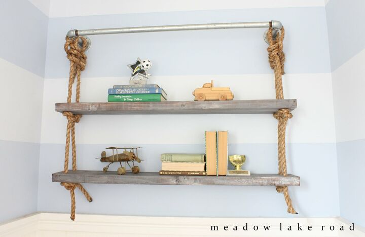14 fantastic ways to make pipe shelves work for your home decor, Fantastic Rope and Pipe Shelving