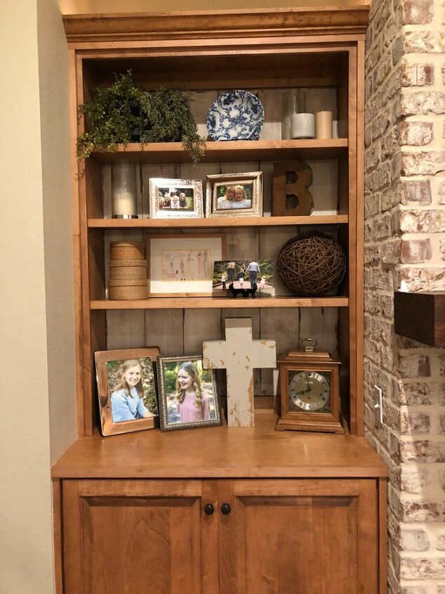 rustic built in bookcase makeover