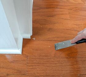 dried paint removal on hardwood flooring