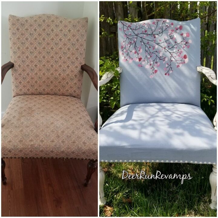 how to update an old fabric chair using chalk paint
