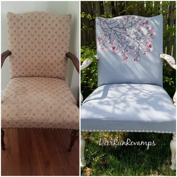 How To Update An Old Fabric Chair Using Chalk Paint Diy Hometalk