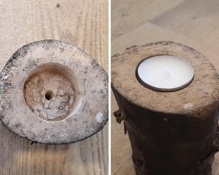 how to make rustic log tealight holders