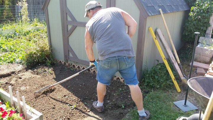 adding brick pavers to the garden area