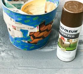 how to make an easy faux galvanized flower bucket