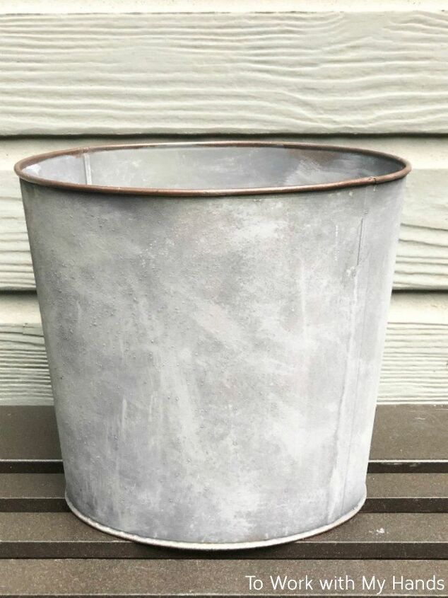 how to make an easy faux galvanized flower bucket