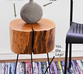 17 natural live edge wood projects to add authenticity to your home, DIY Tree Stump Side Table With Live Edge