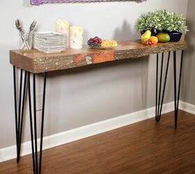 17 natural live edge wood projects to add authenticity to your home, Live Edge Table for Dining Room Sideboard