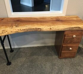 17 natural live edge wood projects to add authenticity to your home, Live Edge Office Desk and Side Table