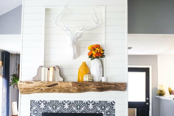 17 natural live edge wood projects to add authenticity to your home, Gorgeous DIY Live Edge Wood Mantel