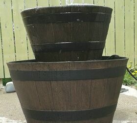 soothing sounds a diy outdoor fountain, Resin Barrel Flowerpots