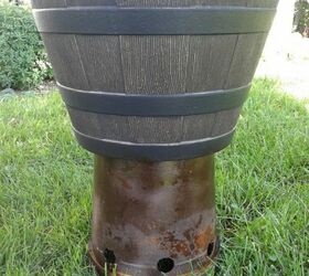 soothing sounds a diy outdoor fountain, Bucket Attached to Smaller Flower Pot
