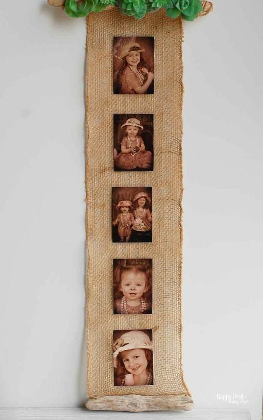 colgante de pared con foto impresa con suculentas de imitacion y arpillera