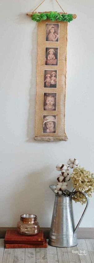 colgante de pared con foto impresa con suculentas de imitacin y arpillera