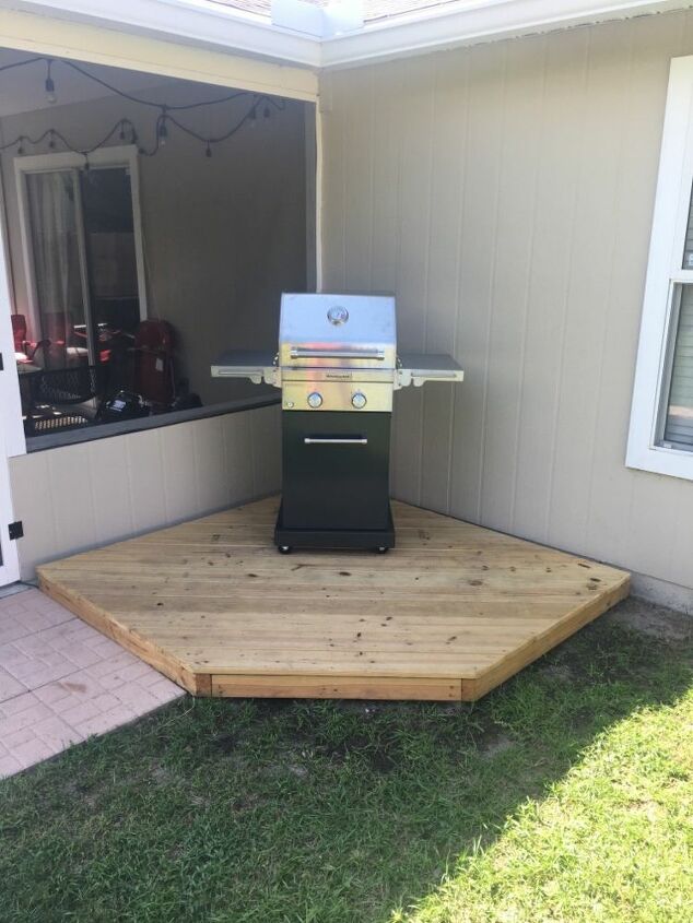 how to make a quick easy diy backyard deck for grilling, DIY backyard deck with a grill