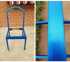 chair makeover with fake metallic paint look