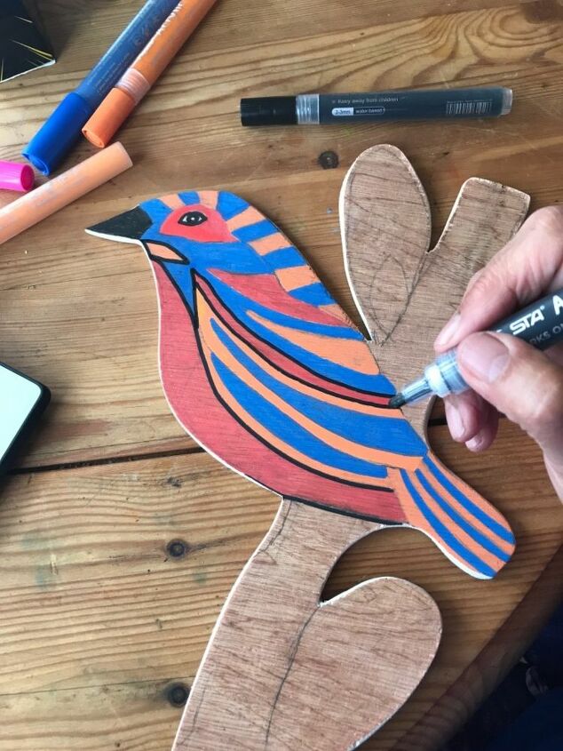 how to make your own exotic garden bird, Painting plywood bird